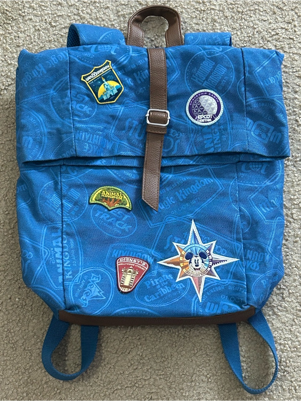 Disney World Passport Series Backpack Rucksack Embroidered Patches Padded Blue - Picture 9 of 9